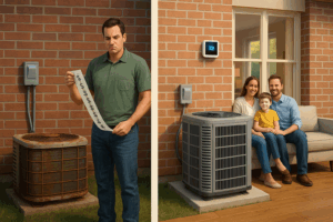 Family happy with new HVAC system