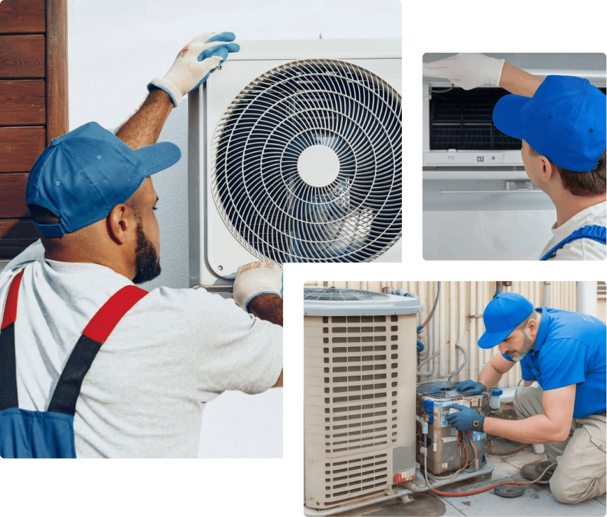 Technicians servicing AC units